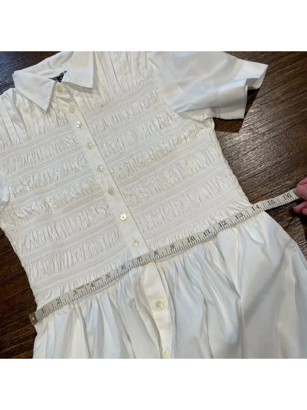 NWT J.Crew Petite Elsie Shirt-Dress MP White Smocked Midi Cotton Poplin A-Line